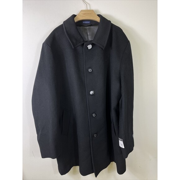 Stafford Performance Men's Black Wool Blend Top Over Coat Size 52 Reg NWT $310